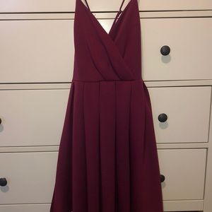 Burgundy She and Sky Fit and Flare Dress